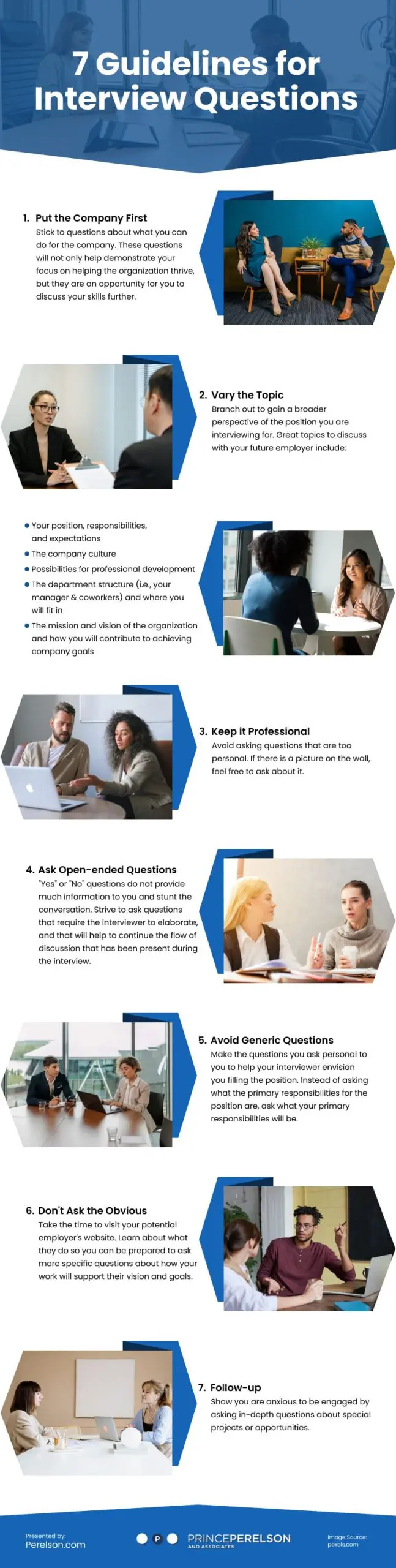 7 Guidelines for Interview Questions Infographic