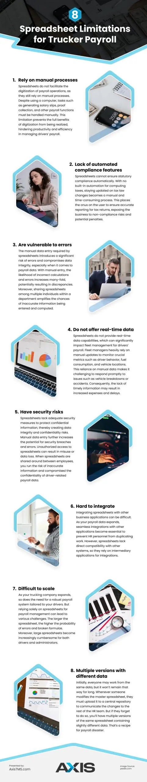 8 Spreadsheet Limitations for Trucker Payroll Infographic