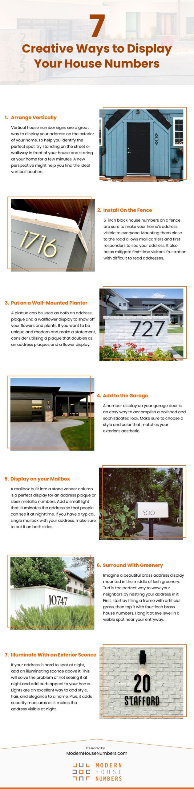 7 Creative Ways to Display Your House Numbers Infographic