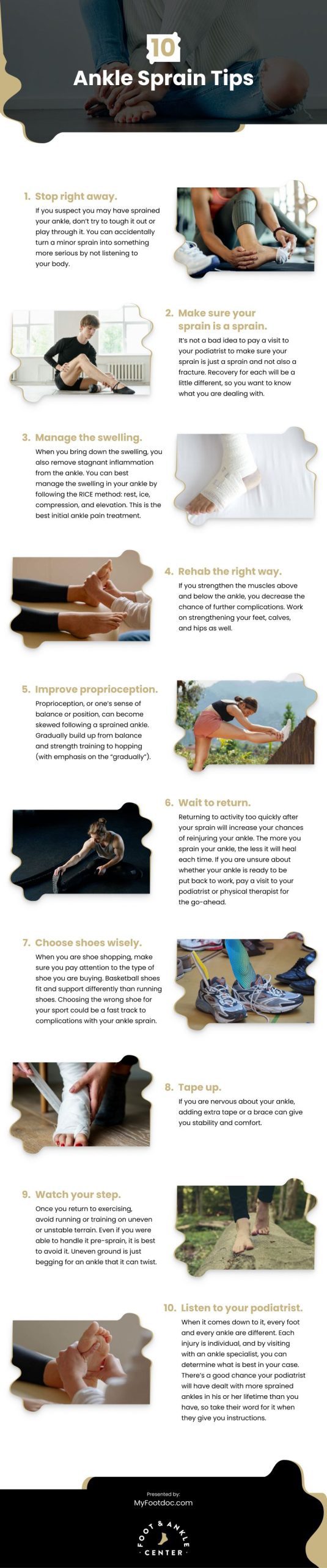 10 Ankle Sprain Tips Infographic