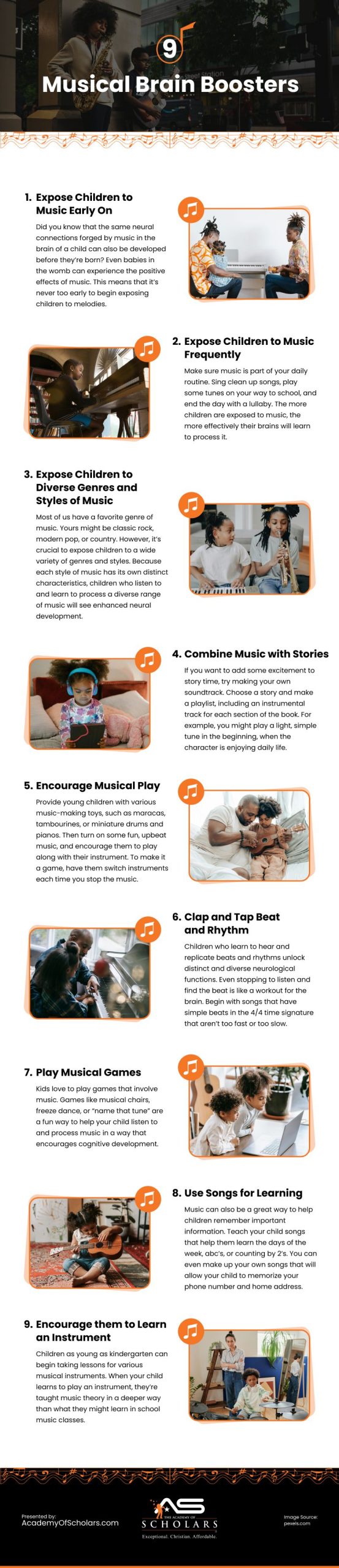 9 Musical Brain Boosters Infographic